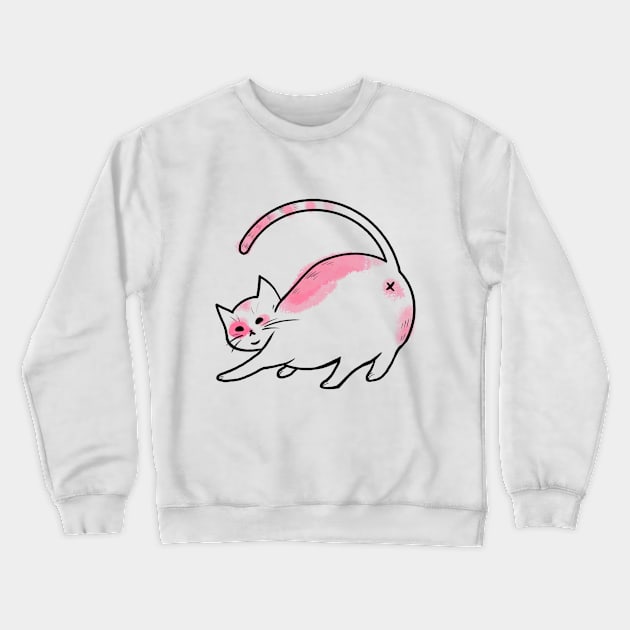 Pink Sassy Cat Crewneck Sweatshirt by JenelleArt